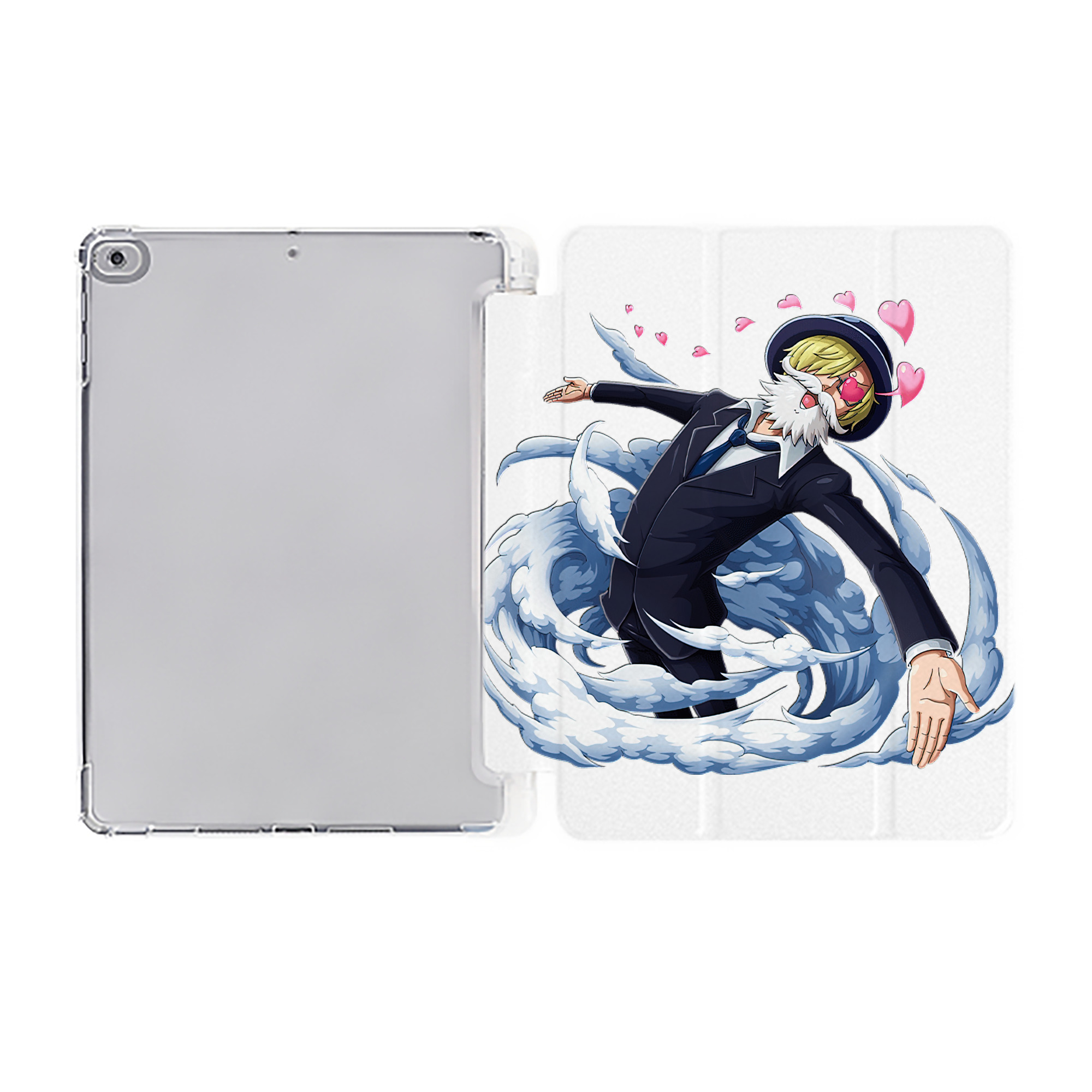 （画像用） ワンピース サンジ ONE PIECE Sanji IPad ケース ペン収納付き 三つ折りスタンド PUレザー×シリコン 対応機種9.5/10.5/10.9インチ